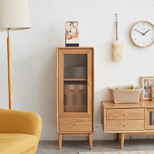 Living Room Storage Cabinet With Vintage Glass Door, Freestanding TV Stand With 2 Shelves Enclosed Cabinet 1 Drawers Handle for Entryway Kitchen - 1 of 4