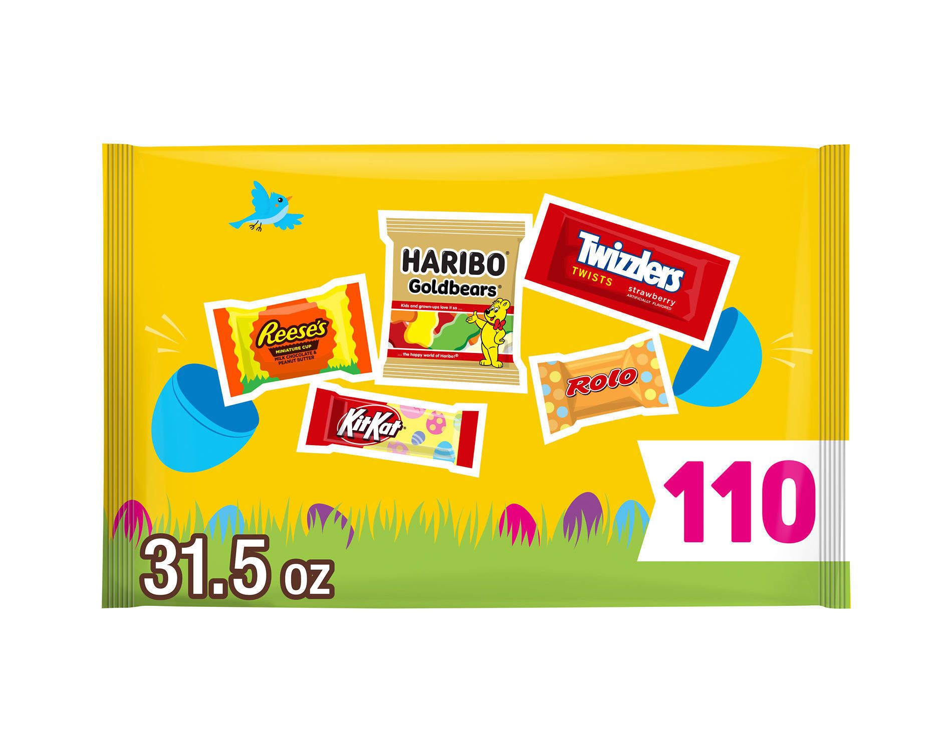 HERSHEY'S Egg Hunt Assortment Chocolate & Sweets Easter Candy Laydown Bag - 31.5oz/110pc