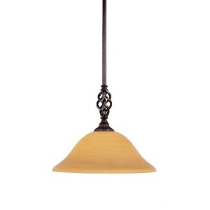 Toltec Lighting Elegante 1 - Light Pendant in  Dark Granite with 12" Cayenne Linen Shade - 1 of 1