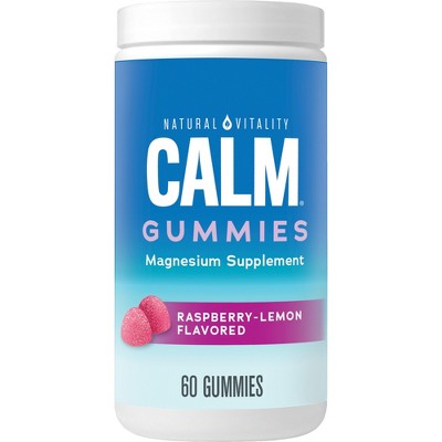 Natural Vitality Vegan Natural Calm Gummies for Stress - Raspberry Lemon - 60ct