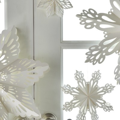 tagltd 9 In Snowbird Snowflake Paper Hanging Decor Decoration Cord For Hanging Christmas Xmas Holiday Paper Ornament Home Decor
