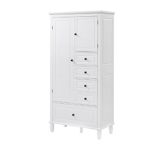 Dexmalle White Tall and Wide Storage Cabinet with Doors and Adjustable Shelves - 1 of 4