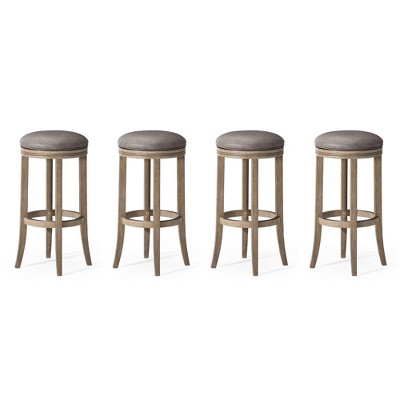 Maven Lane Eva Rotating Backless Kitchen Stool in Vegan Leather Upholstered Seat, Set of 4
