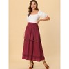 Allegra K Women's Lace Insert Vintage Swing A-Line with Elastic Waist Maxi Skirt - 2 of 4