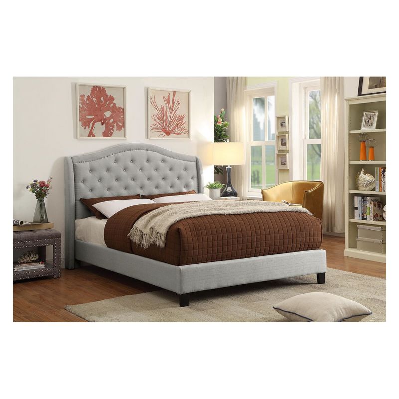 Vivanco Contemporary Camelback Tufted Platform Bed Warm Gray - HOMES: Inside + Out, 3 of 5