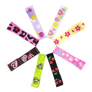 Wrapables Girls Ribbon Lined Alligator Clips (Set of 8) - 1 of 4