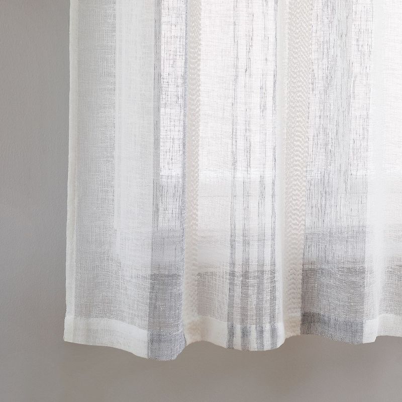 Vertical Stripe Linen Textured Voile Sheer Short Kitchen Cafe Curtains for Small Windows, 5 of 6
