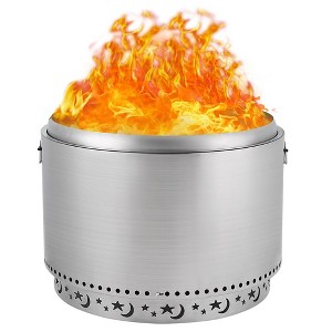27 InchPortable Stainless Steel Smokeless Fire Pit with Stand - 1 of 4