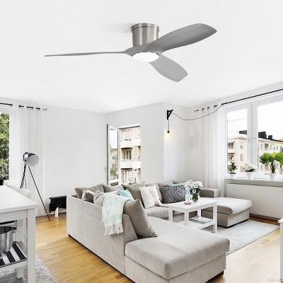 52" Ceiling Fan with LED Light and Remote, Flush Mount Ceiling Fan with 3 ABS Blades for Living Room, Bedroom, Home Office – The Pop Home