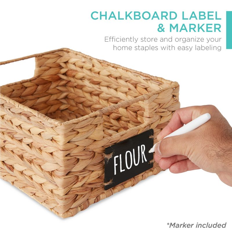 Best Choice Products Set of 4 12in Woven Water Hyacinth Pantry Baskets w/ Chalkboard Label, Chalk Marker, 2 of 8