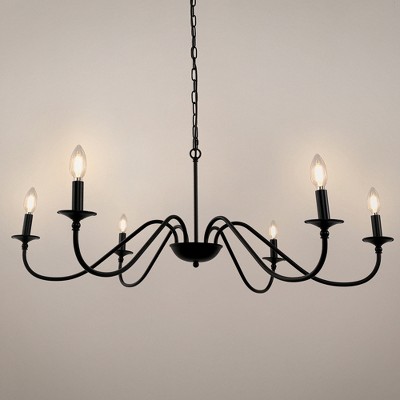 DORESshop 6-Light Black Industrial Metal Chandelier with E12 Socket, No Bulbs Included