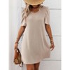 Womens V Neck Puff Sleeve Color Block Loose Fit Midi Dress - 2 of 4