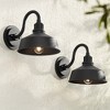 Franklin Iron Works Arnett Rustic Industrial Outdoor Wall Light Fixtures Set of 2 Black Metal 10" Downlight Shade for Post Exterior Barn - image 2 of 4