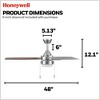 Honeywell Ceiling Fans Berryhill Modern 48 Inch Ceiling Fan with Light, LED Fan with Pull Chain, Indoor Fan, 3 Contemporary Blades, Brushed Nickel - 3 of 4