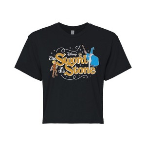 Women's - Disney - Sword In The Stone Character Group Cropped Graphic T-Shirt - 1 of 4
