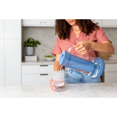 Stormy Blue Glass Water Filter Pitcher with Silicone Base