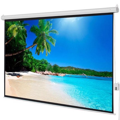 BestParts 100" Motorized Projector Screen with Remote Control, Matte White, 80"x60" Viewing Area
