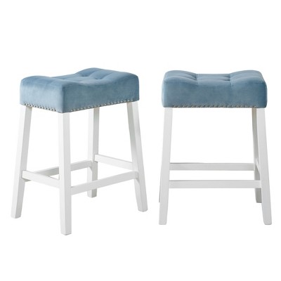 NicBex Dining Chairs Set of 2 Upholstered Chair Backless Saddle Seat Counter Stools, Fabric Accent for Kitchen, Bedroom