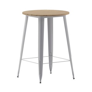 Flash Furniture Declan Commercial Indoor/Outdoor Bar Top Table, 30" Round All Weather Poly Resin Top with Steel base - 1 of 4