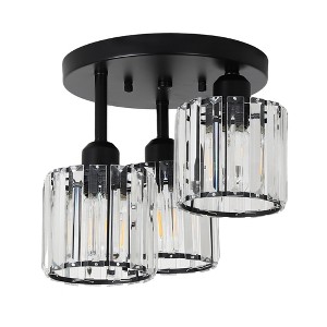 DAKAFUL 3 - Light Modern Crystal Semi - Flush Mount Ceiling Light, Gold Close to Ceiling Chandelier for Living Room,Hallway, Entryway - 1 of 4