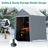 Portable Carport Shelter - Waterproof Storage Shed w/Roll-Up Zipper Doors, Sturdy Metal Frame, All-Season Protective Cover for Vehicles/Storage - 4 of 4