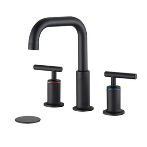 ChicFurnit Bathroom Sink Faucet Widespread Design with Pop Up Drain for Modern Vanities, Black, 14.37"*9.84"*3.74" - 1 of 4