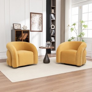 SEYNAR Modern Glam Velvet 360 Degree Swivel Accent Armchair with Tufted Back Set of 2 - 1 of 4