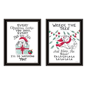 Whisen 2- Piece Vignette Cat & Dog Christmas Enjoyment Black Framed Wall Art, Home Decor by Deb Strain - 1 of 4