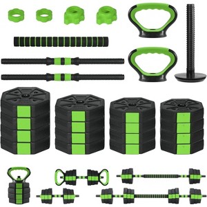88lbs Adjustable Dumbbell Set, 4-in-1 Convertible Free Weights, Dual Dumbbell to Barbell & Kettlebell, Home Gym Equipment for Men & Women - 1 of 4