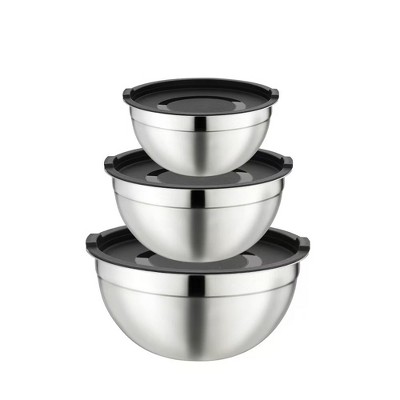 Stainless Steel Mixing Bowls with Lids, Set of 3 Durable Rust Resistant for Nonslip Nesting Mixing Bowl Set for Cooking, Baking, Meal Prep and Storage