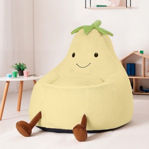 Spassway Cartoon Eggplant Bean Bag Chair with Faux Rabbit Fur Cover for Kids Memory Foam Bean Bag Sofa Reading Seats for Playroom Living Room Bedroom - 1 of 4