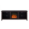 Chic Crate - 70" Transitional Fireplace Media Console - 2-Shelf Storage for 80" TVs - Modern TV Stand w/ Wood Accents - Dark Espresso - 2 of 4