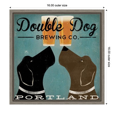 Double Dog Brewing Co. Vintage Canvas Wall Art with Grey Frame