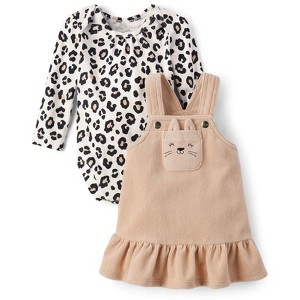 The Children's Place Baby Girls Long Sleeve Leopard Bodysuit And Skirtall 2-Piece Playwear Set - 1 of 4
