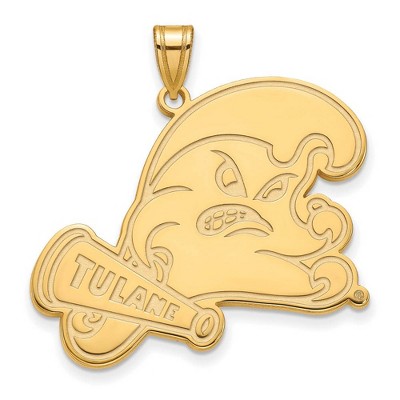 Black Bow Jewelry 10k Yellow Gold Tulane Green Wave NCAA Extra Large Pendant