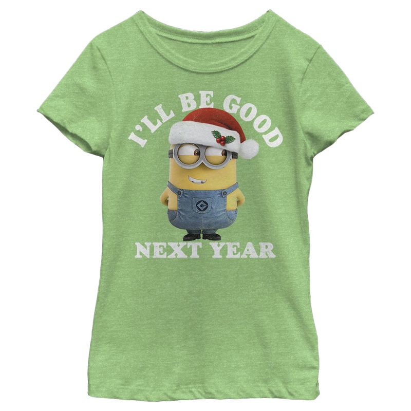 Girl's Despicable Me Christmas Minions Be Good Next Year T-Shirt, 1 of 4