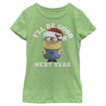 Girl's Despicable Me Christmas Minions Be Good Next Year T-Shirt