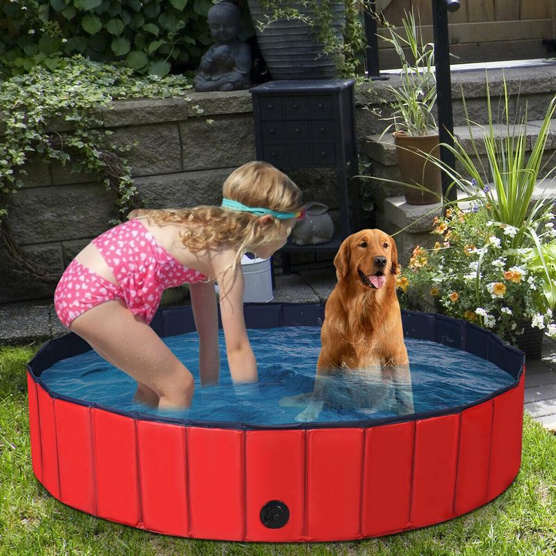 Costway 55'' Foldable Dog Pet Pool Kiddie Bathing Tub Indoor Outdoor Leakproof Portable, 3 of 11