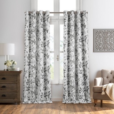 Elrene Avalon Botanical Floral Leaf Print Cottagecore Single Blackout Window Curtain Panel - Elrene Home Fashions