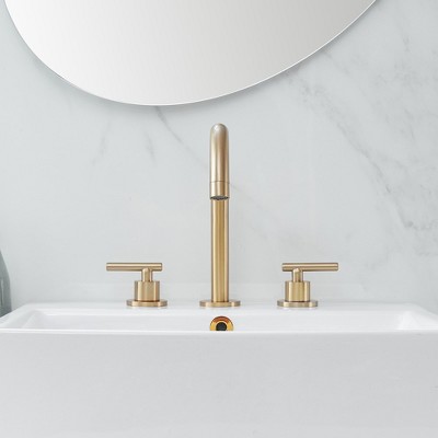 Brushed Gold 8 in. Widespread Double Handle High-Arc Bathroom Faucet