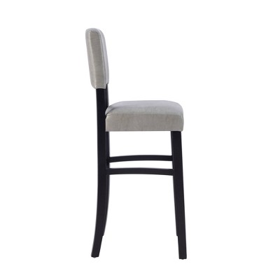 Elegant Dove Gray Faux Leather Upholstered Bar Stool with Black Wood Frame