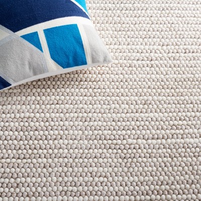 Ivory and Beige Hand Woven Wool Area Rug, 2' x 3'