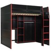 Full Size Wood Gaming Loft Bed with Desk, Open Wardrobe, Storage Compartments & RGB Lights - ModernLuxe - 4 of 4