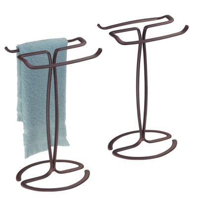 Bronze Steel T-Shape Countertop Hand Towel Holder Set