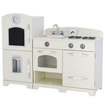White Wooden Toy Kitchen with Fridge Freezer and Oven by Teamson Kids TD-11413W