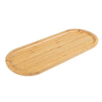 Hastings Home Wooden Oval Bamboo Serving Tray and Charcuterie Board for Appetizers, Cheese, or Bread