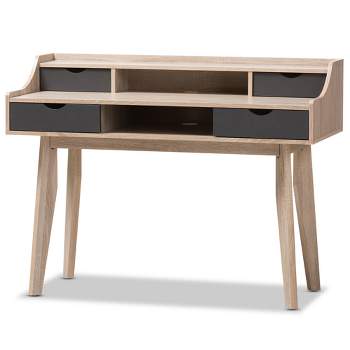 Fella Mid - Century Modern 4 - Drawer Wood Study Desk - Brown - Baxton Studio