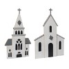 Transpac Large MDF/Metal Shaped Church Decor Set of 2 Christmas Home Decorations - 2 of 3