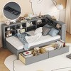 Wooden Daybed with USB Port and Storage Drawers, Platform Bed Frame with Side Shelves for Guest or Teen Room-Cuddlewood - 2 of 4