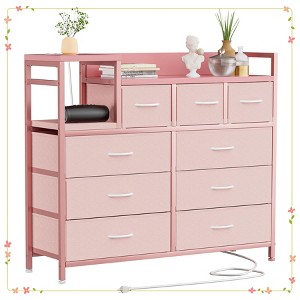 Modern TV Stand with Built-in Charging Station, 9 Drawer Bedroom Dresser - 1 of 4
